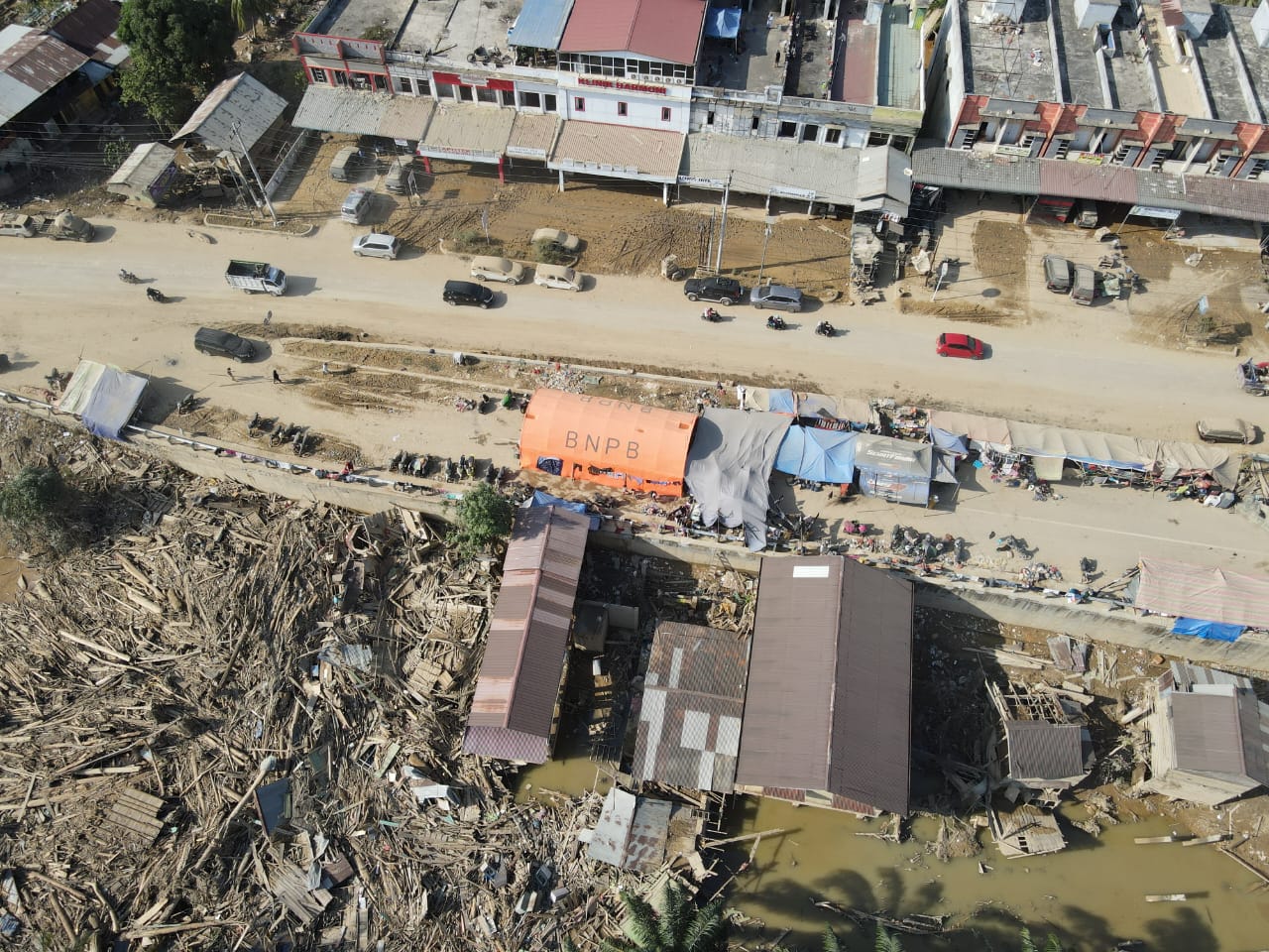 The current state of Kuala Simpang as of December 7, 2025, in the aftermath of the flash flood.